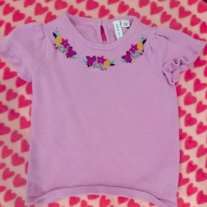 Janie and Jack purple sweater blouse with floral embroidery detail size 4